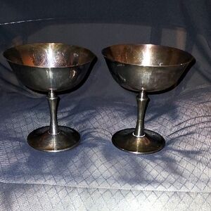 El Delberti Italy Silver Plated Champagne Glasses Set Of 2   4 1/2"
